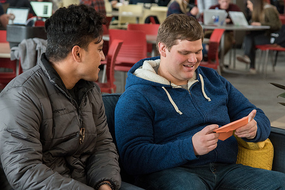 Avefualetalalelei Talauega and Matt Duncan participate in the Conversation Couch.