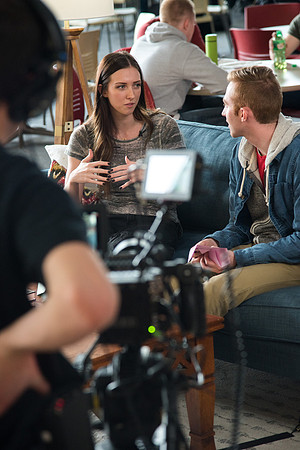 Katie Turner and Landon Cobb participate in the Conversation Couch for Ready video.