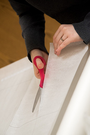 Students making Bridal dress pattern in FCS 490R taught by Sister Genet Orme.