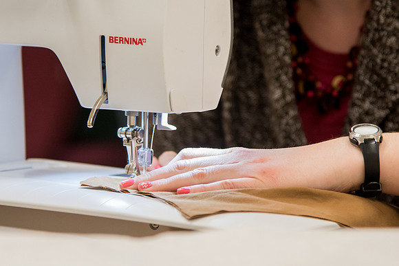 Students making Bridal dress pattern in FCS 490R taught by Sister Genet Orme.
