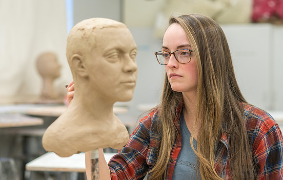 Art480R Sculpture III taught by Kody Keller. Advanced Art students working on a sculpture bust. Feb 2018