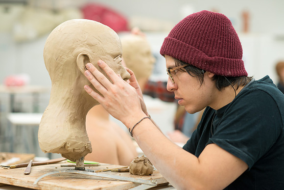 Art480R Sculpture III taught by Kody Keller. Advanced Art students working on a sculpture bust. Feb 2018