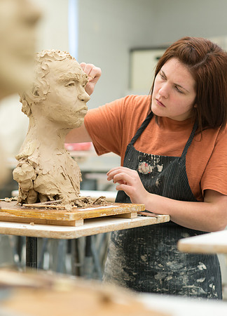 Art480R Sculpture III taught by Kody Keller. Advanced Art students working on a sculpture bust. Feb 2018