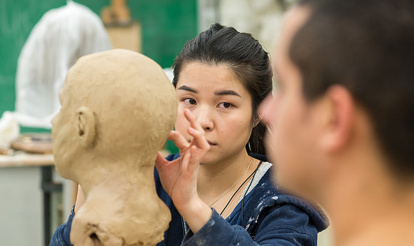 Art480R Sculpture III taught by Kody Keller. Advanced Art students working on a sculpture bust. Feb 2018
