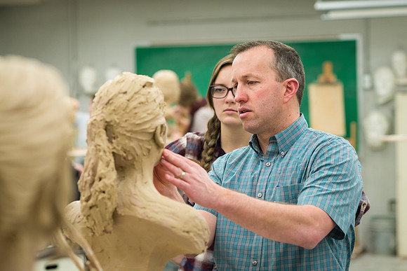 Art480R Sculpture III taught by Kody Keller. Advanced Art students working on a sculpture bust. Feb 2018