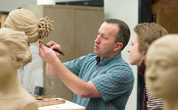Art480R Sculpture III taught by Kody Keller. Advanced Art students working on a sculpture bust. Feb 2018
