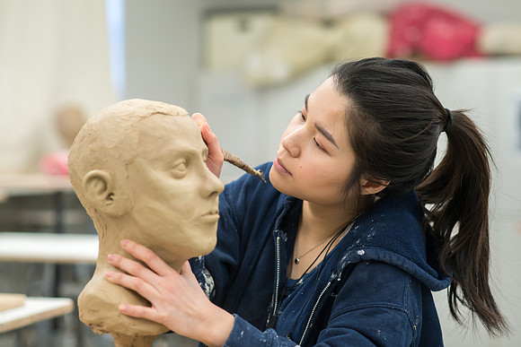 Art480R Sculpture III taught by Kody Keller. Advanced Art students working on a sculpture bust. Feb 2018
