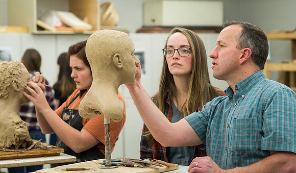 Art480R Sculpture III taught by Kody Keller. Advanced Art students working on a sculpture bust. Feb 2018