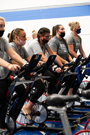 BYUI students participate in on campus fitness classes in the evening.