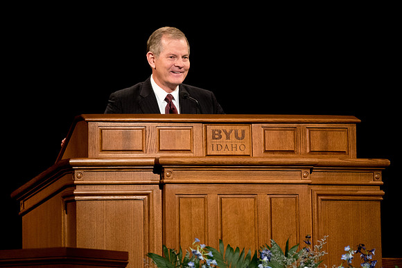 Elder Gary E. Stevenson, a member of the Quorum of the Twelve Apostles, speaks at the BYU-Idaho Devotional.
