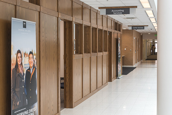 The view of the east side of the first floor in the Kimball Building, after the recent remodel.