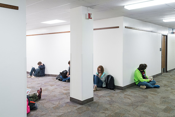 Where there was once a lecture hall, there is now a new hallway and two new classrooms in the Smith Building.