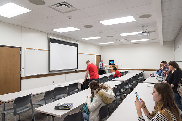 Smith 244, a new classroom, sits where there was once a lecture hall.