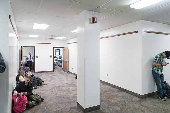Where there was once a lecture hall, there is now a new hallway and two new classrooms in the Smith Building.