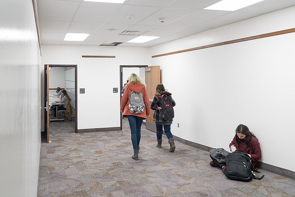 Where there was once a lecture hall, there is now a new hallway and two new classrooms in the Smith Building.
