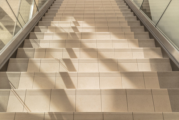 A detail shot of the I-Center on a sunny day.