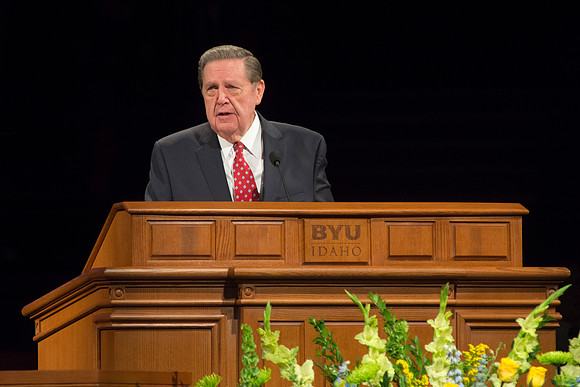 Elder Jeffrey R. Holland speaking at Brigham Young University-Idaho's Devotional