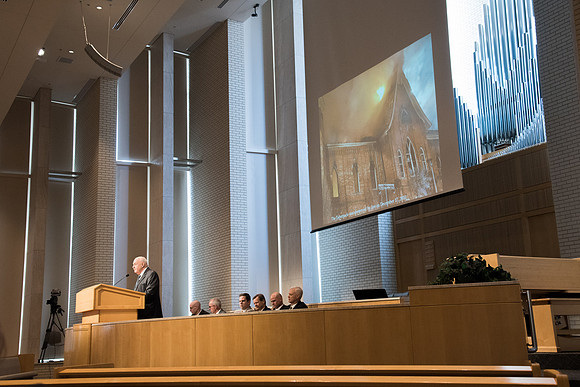 BYU-Idaho University Forum "From Tabernacle to Temple" guest speaker former BYU Professor of Construction Management, Jay Newitt. Feb 2018