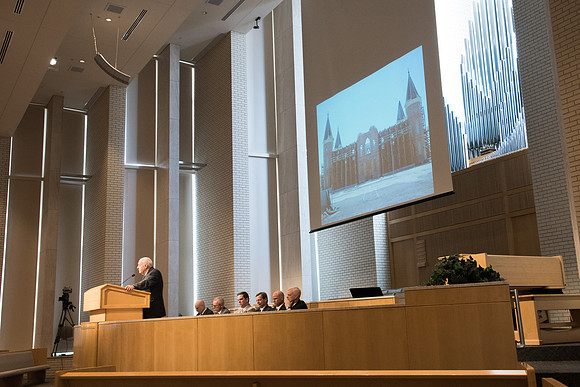BYU-Idaho University Forum "From Tabernacle to Temple" guest speaker former BYU Professor of Construction Management, Jay Newitt. Feb 2018