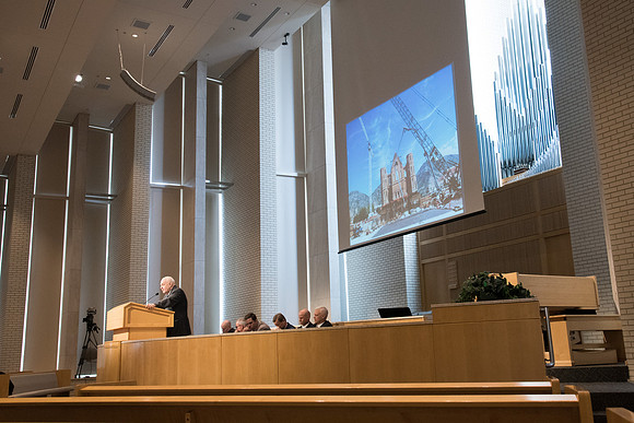 BYU-Idaho University Forum "From Tabernacle to Temple" guest speaker former BYU Professor of Construction Management, Jay Newitt. Feb 2018