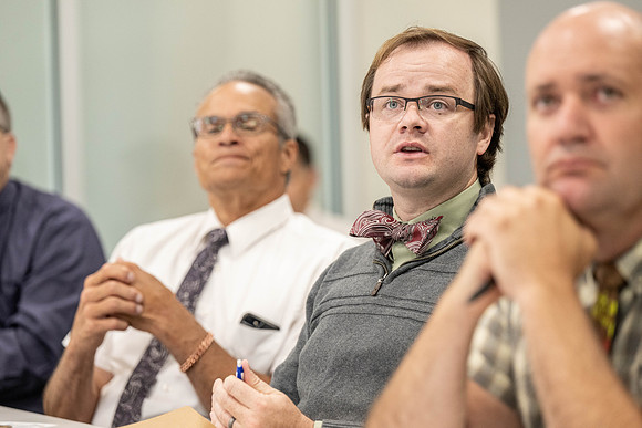 Faculty gather together for a Conference before the start of the Fall semester.