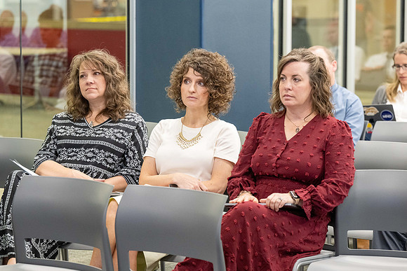 Faculty gather together for a Conference before the start of the Fall semester.