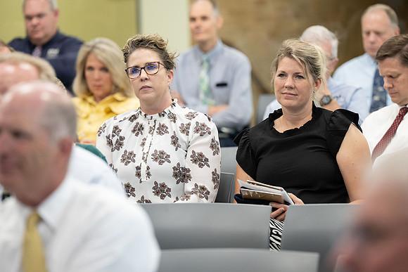 Faculty gather together for a Conference before the start of the Fall semester.