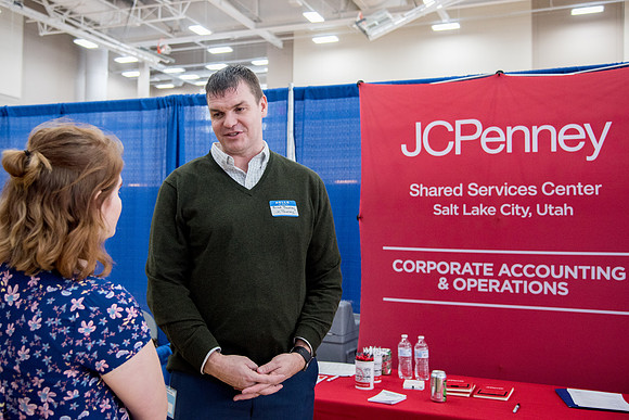 BYU-Idaho students attend the career fair. Students can find potential jobs and internships for their prospective majors at the fair.