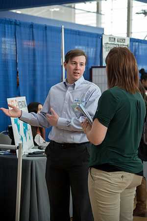 BYU-Idaho students attend the career fair. Students can find potential jobs and internships for their prospective majors at the fair.
