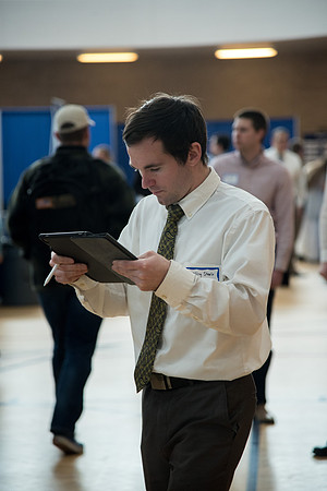 BYU-Idaho students attend the career fair. Students can find potential jobs and internships for their prospective majors at the fair.