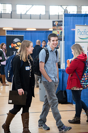 BYU-Idaho students attend the career fair. Students can find potential jobs and internships for their prospective majors at the fair.