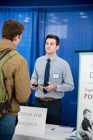 BYU-Idaho students attend the career fair. Students can find potential jobs and internships for their prospective majors at the fair.