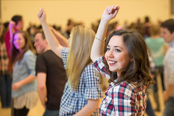 Students gather each week Manwaring Center Ballroom to country dance.