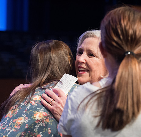 BYU-Idaho Devotional. Guest Speaker Neill F. Marriott interacting with students after the devotional. Feb 2018