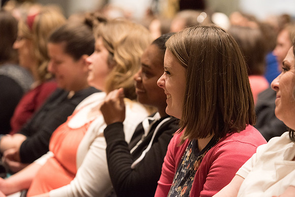 Sister Neill F. Marriott, Second Counselor in the Young Women General Presidency, speaks at the Women's Meeting for BYU-Idaho women employees and employees spouses.