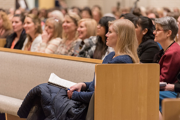 Sister Neill F. Marriott, Second Counselor in the Young Women General Presidency, speaks at the Women's Meeting for BYU-Idaho women employees and employees spouses.