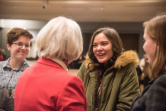 Sister Neill F. Marriott, Second Counselor in the Young Women General Presidency, speaks at the Women's Meeting for BYU-Idaho women employees and employees spouses.