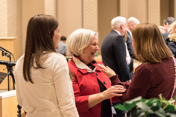 Sister Neill F. Marriott, Second Counselor in the Young Women General Presidency, speaks at the Women's Meeting for BYU-Idaho women employees and employees spouses.