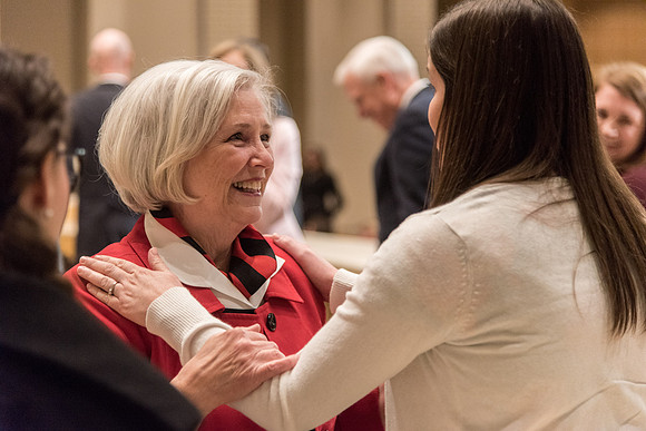 Sister Neill F. Marriott, Second Counselor in the Young Women General Presidency, speaks at the Women's Meeting for BYU-Idaho women employees and employees spouses.