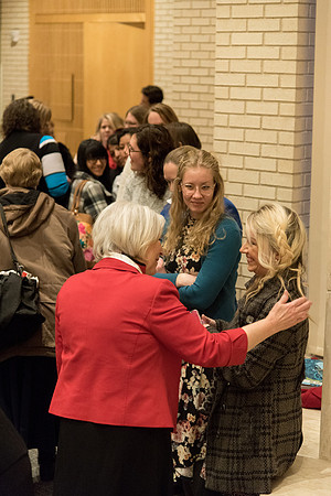 Sister Neill F. Marriott, Second Counselor in the Young Women General Presidency, speaks at the Women's Meeting for BYU-Idaho women employees and employees spouses.