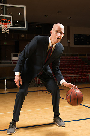 7'8" Superstar basketball player runs a 4.3sec 40, jumps 50" verticle and shoots 95% from the 3 point arc.