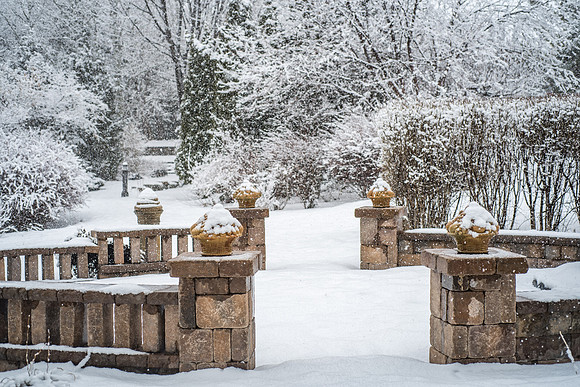 Campus is covered in a blanket of snow. 2018