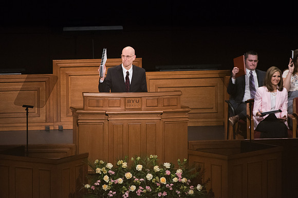 President Eyring conducts Devotional.