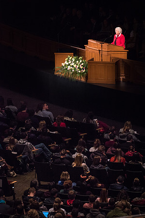 Sister Neill F. Marriott, Second Counselor in the Young Women General Presidency, speaks at BYU-Idaho.