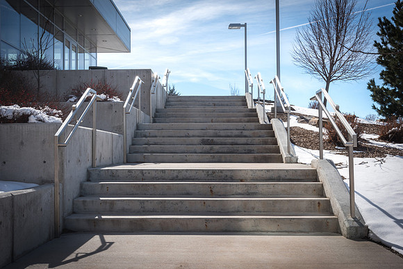 A stairway next to the MC.