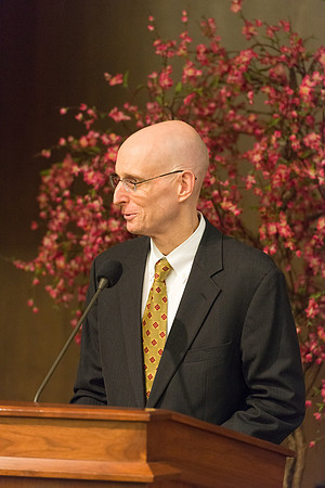 BYU-Idaho, President Henry J. Eyring shares some remarks with guests in the Church Office Building in Salt Lake City, Utah.