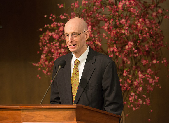 BYU-Idaho, President Henry J. Eyring shares some remarks with guests in the Church Office Building in Salt Lake City, Utah.