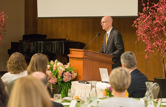 BYU-Idaho, President Henry J. Eyring shares some remarks with guests in the Church Office Building in Salt Lake City, Utah.