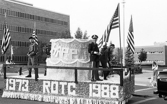 Homecoming parade ROTC float.