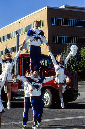 Homecoming parade, viking Cheerleader.